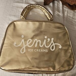 Jeni’s Ice Cream Gold metallic Travel Bag Cooler Lunch Tote insulated Zipper Top
